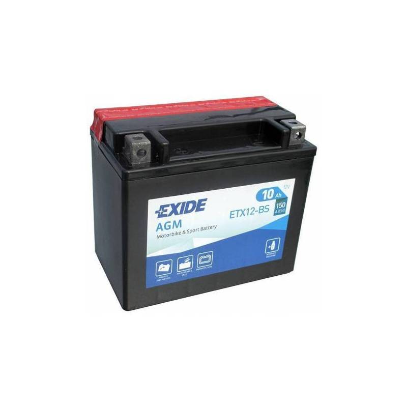 Batería EXIDE para moto modelo ETX12-BS 12V 10Ah