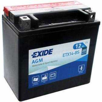 Batería EXIDE para moto modelo ETX14-BS 12V 12Ah