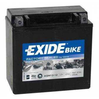 Batería EXIDE para moto modelo 12-12 12V 12Ah