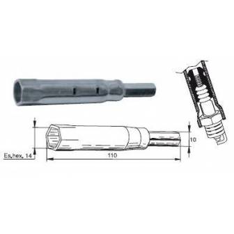 Llave de bujía hexagonal 14 con extractor de pipa