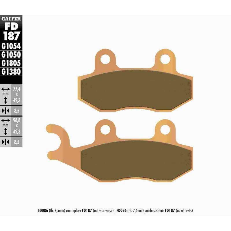 PASTILLAS FRENO GALFER FD187-G1380-83 SCOOTERS (cerámico/metálico)