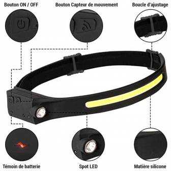 Lámpara led frontal diadema con sensor