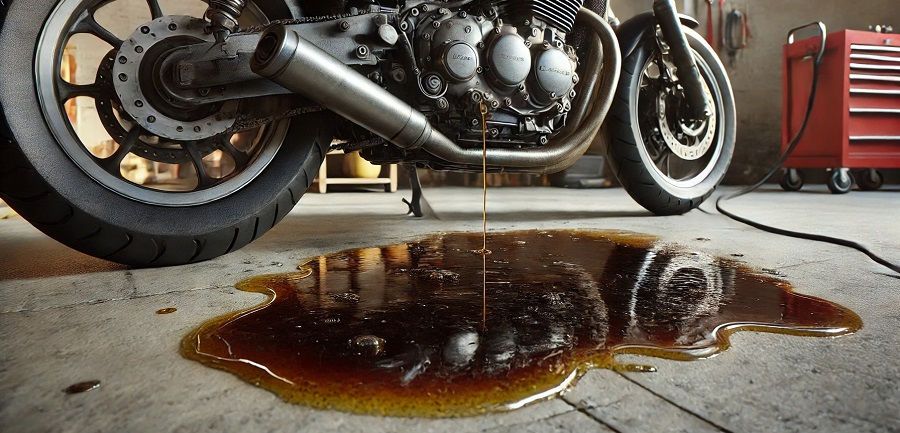 Pérdida de aceite en una moto.
